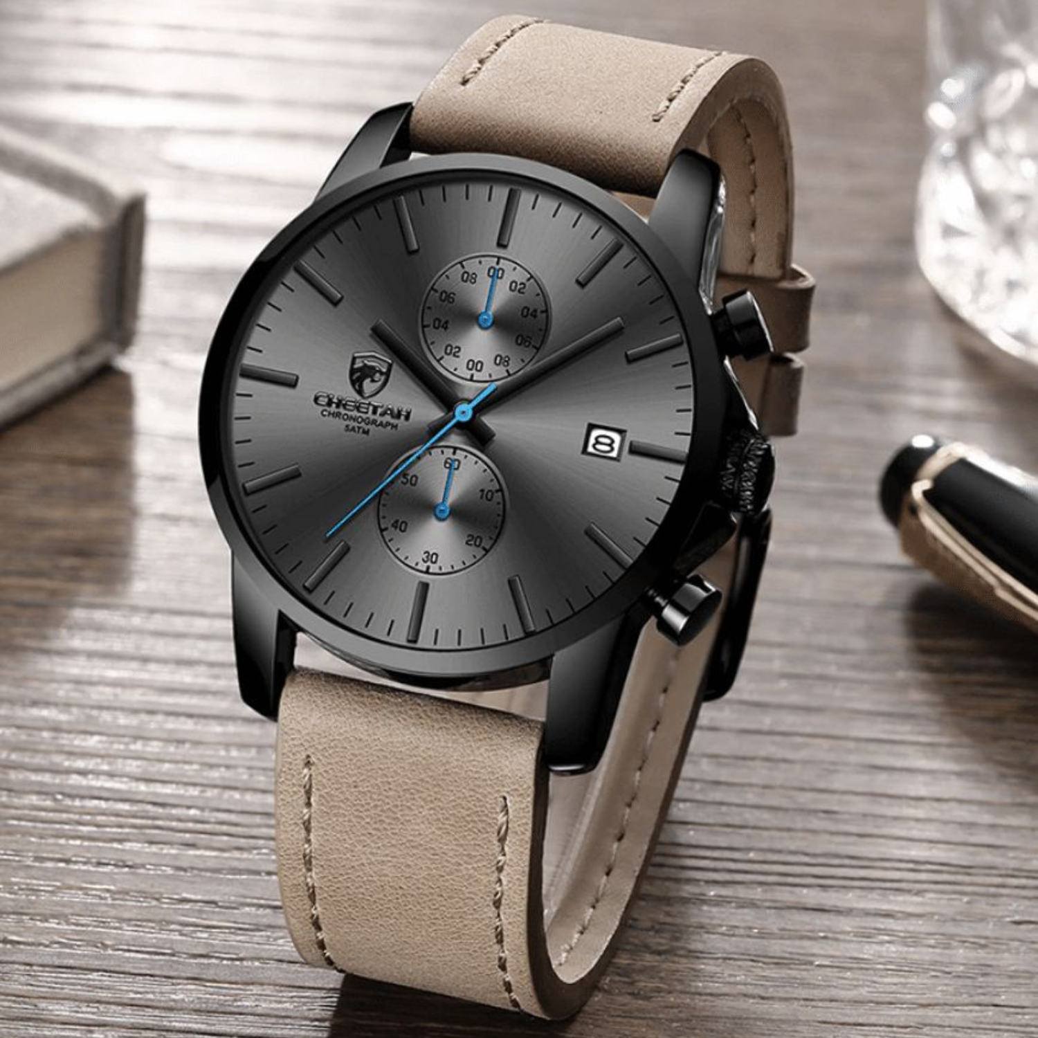 Luxury Minimalist Chronograph Leather Strap Classic Men Watch - Image 3