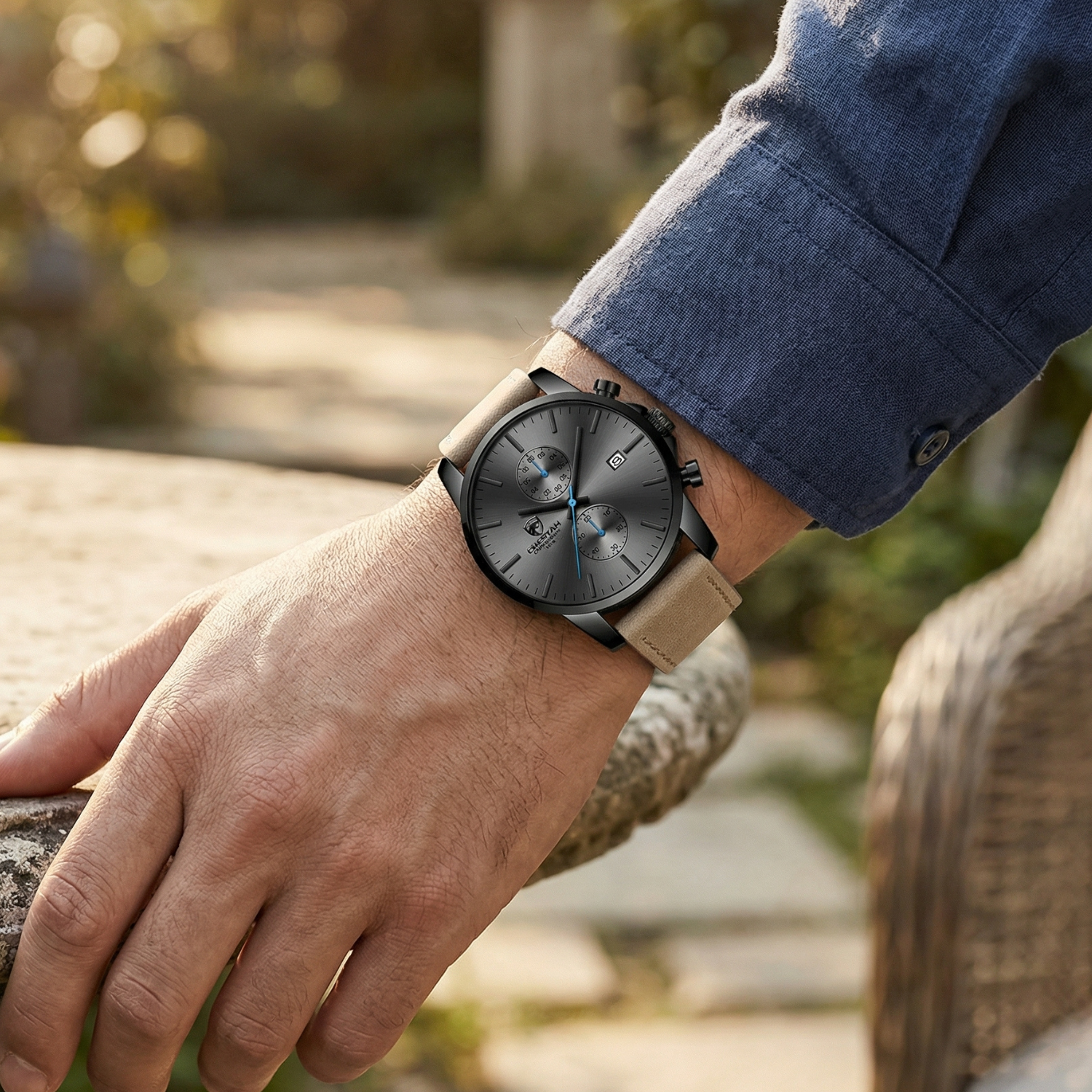 Luxury Minimalist Chronograph Leather Strap Classic Men Watch - Image 2