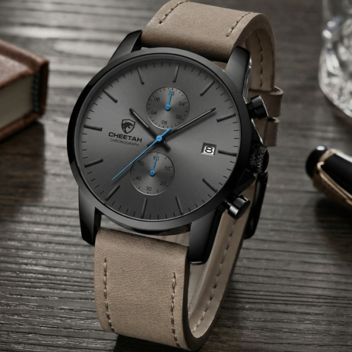 Luxury Minimalist Chronograph Leather Strap Classic Men Watch