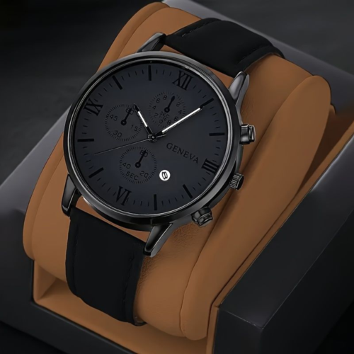 Luxury Geneva Leather Strap Classic Men’s Watch