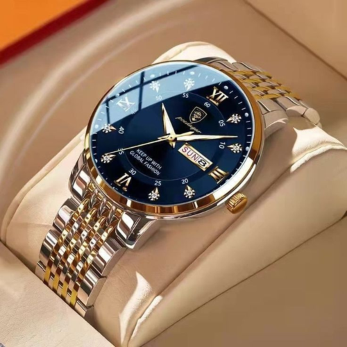 Luxury Dual Tone Steel Blue Dial Men’s Watch