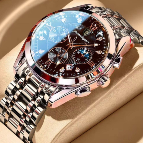 Luxury Stainless Steel Chronograph Watch Elegant Men Style